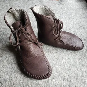 "Laced-Up Boots" Lined with Felt / Custom-Made Barefoot-Boots for Winter