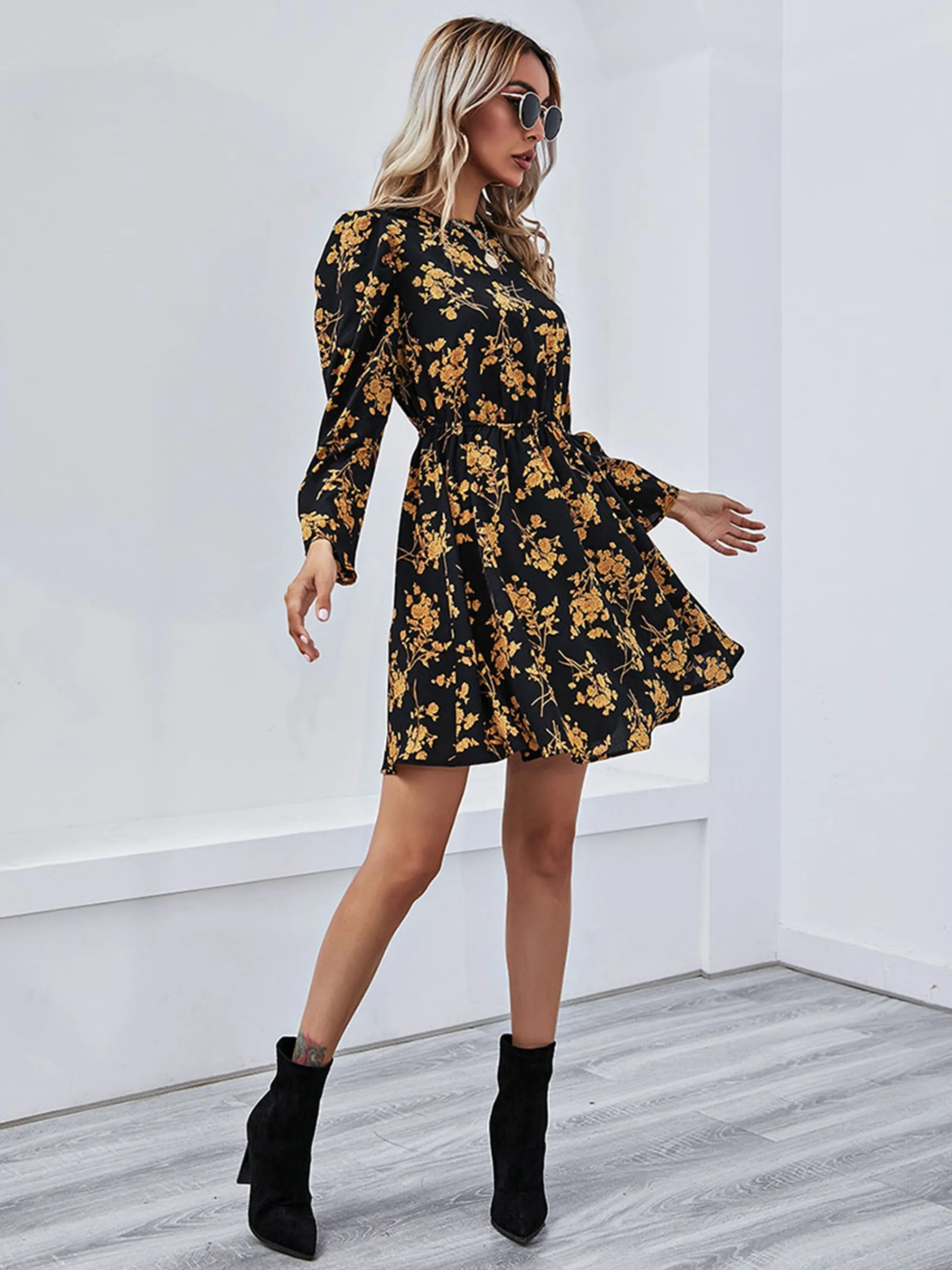 Retro Floral Mini Dress