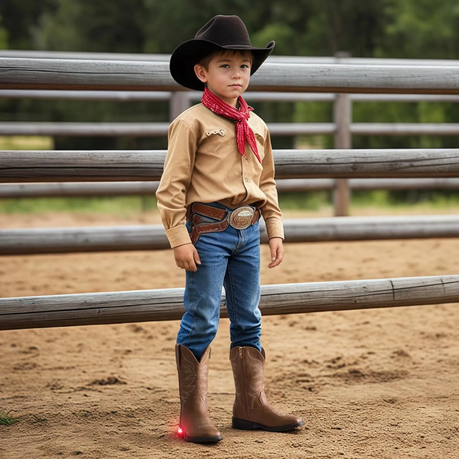 Rollda Toddler Cowboy Boots for Boys Girls Cowgirl Boots Light Up Kids Western Boots for Toddler/Little Kid