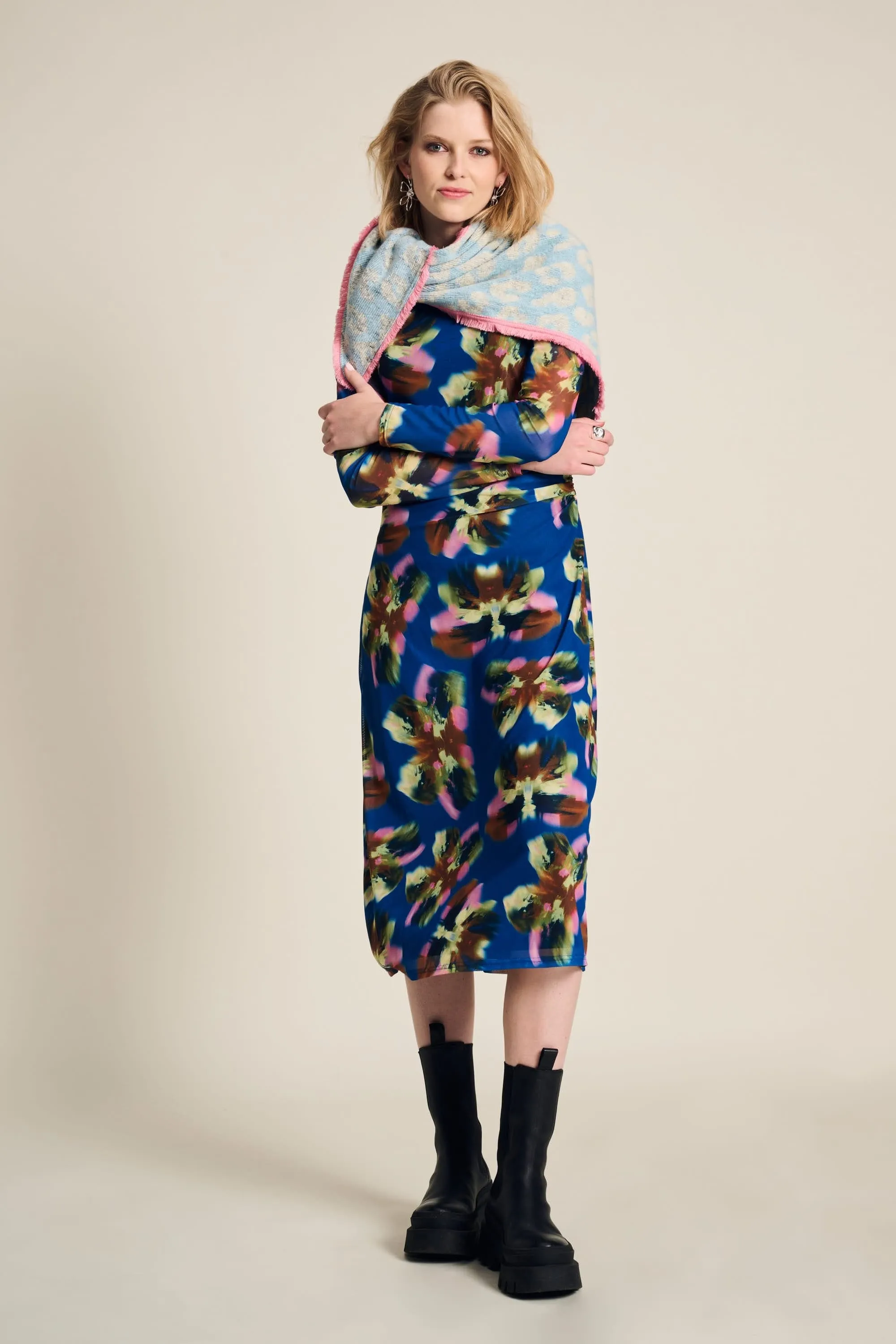 SHAWL - Animal Blue Ecru