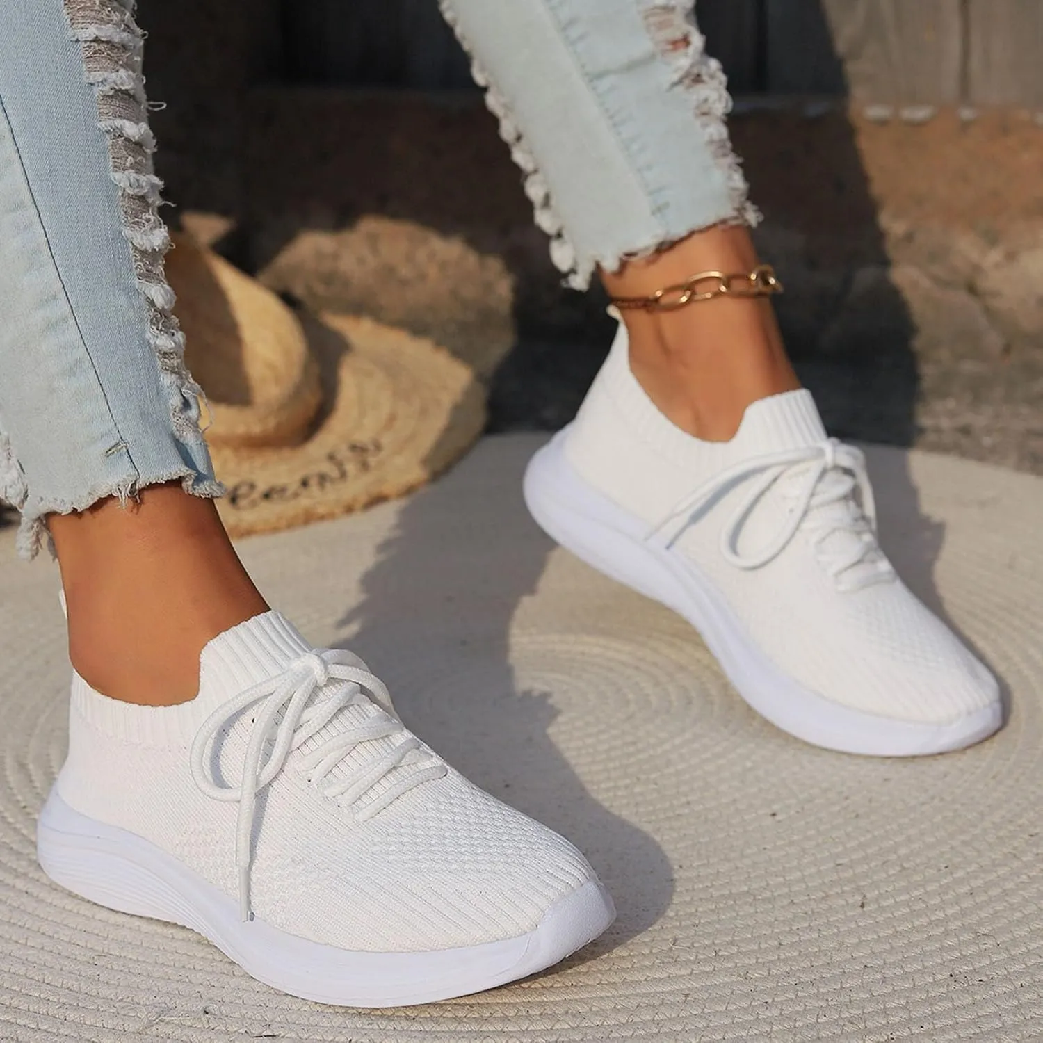 Sneakers for Women Slip On Running Walking Shoes Non Slip Lightweight Gym Workout Breathable Fashion Sneakers