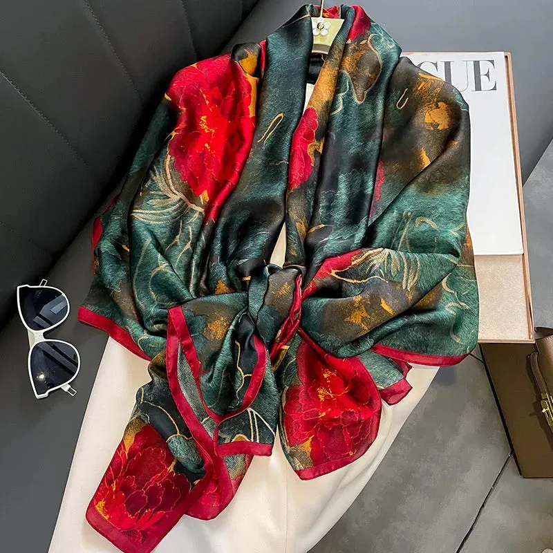 Spring Scarf Women's Luxury Silk Smooth Shawl 85x180cm