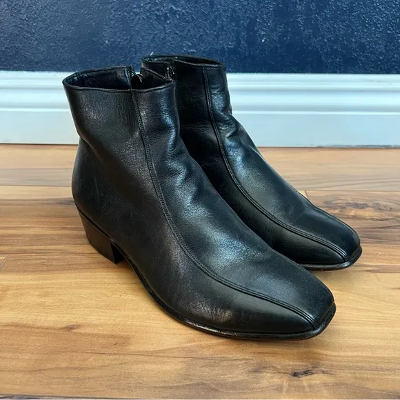 Sz7 Black Ankle Leather Boots
