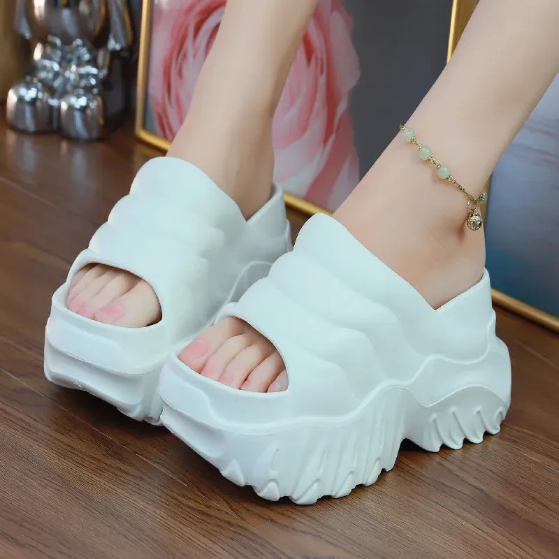 Women 10cm Wedges Summer Breathable Casual Platform Slides