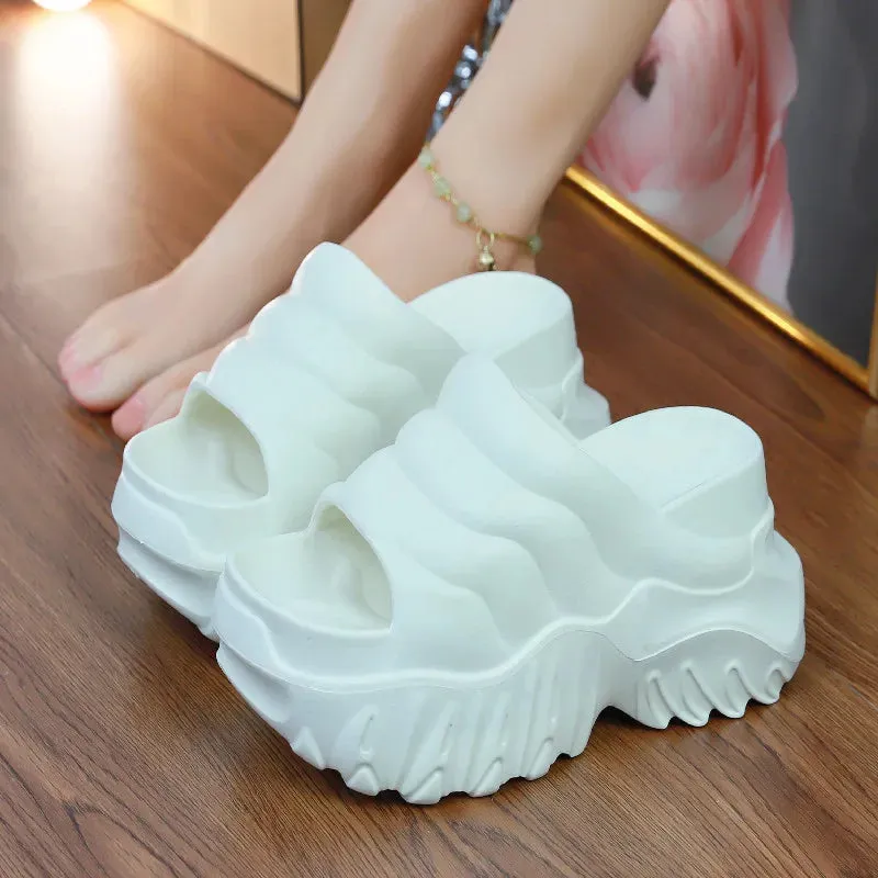 Women 10cm Wedges Summer Breathable Casual Platform Slides