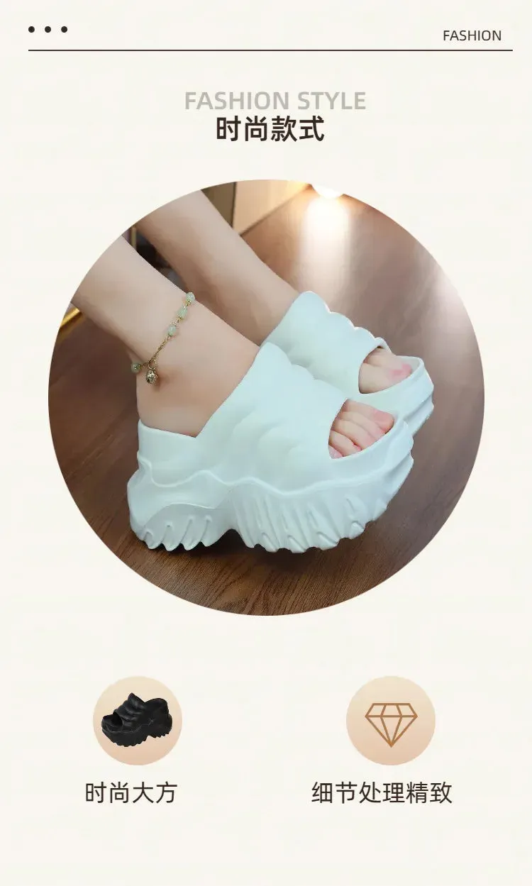Women 10cm Wedges Summer Breathable Casual Platform Slides