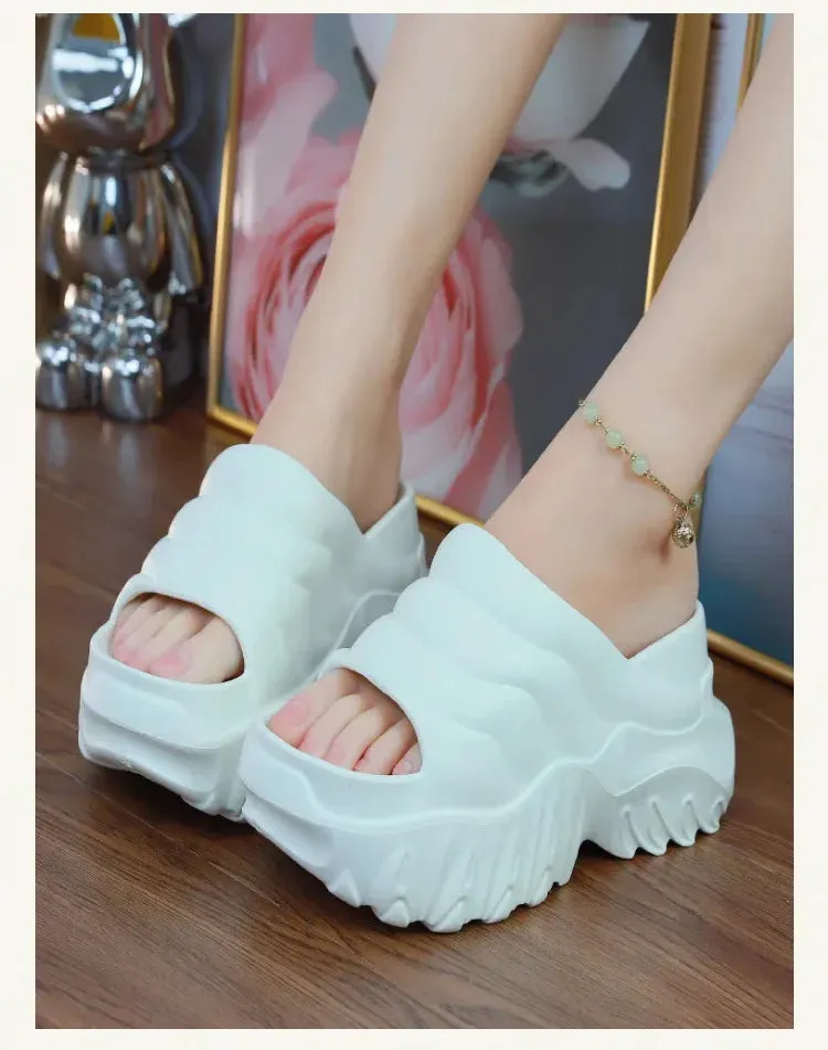 Women 10cm Wedges Summer Breathable Casual Platform Slides
