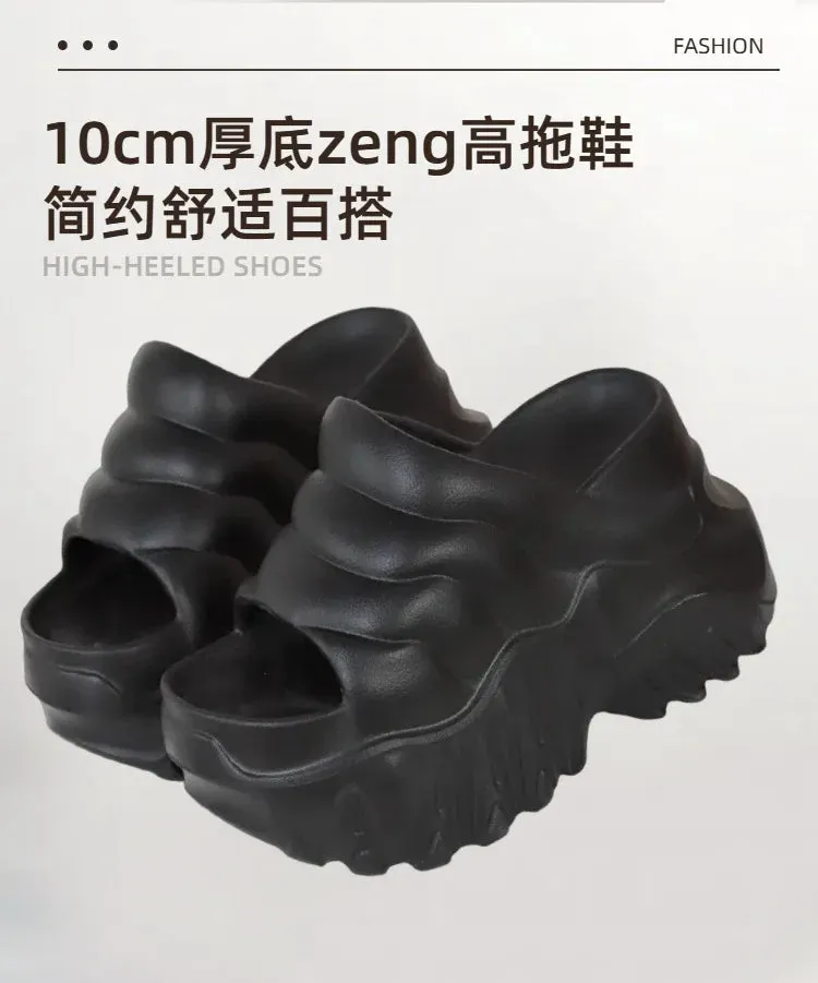 Women 10cm Wedges Summer Breathable Casual Platform Slides