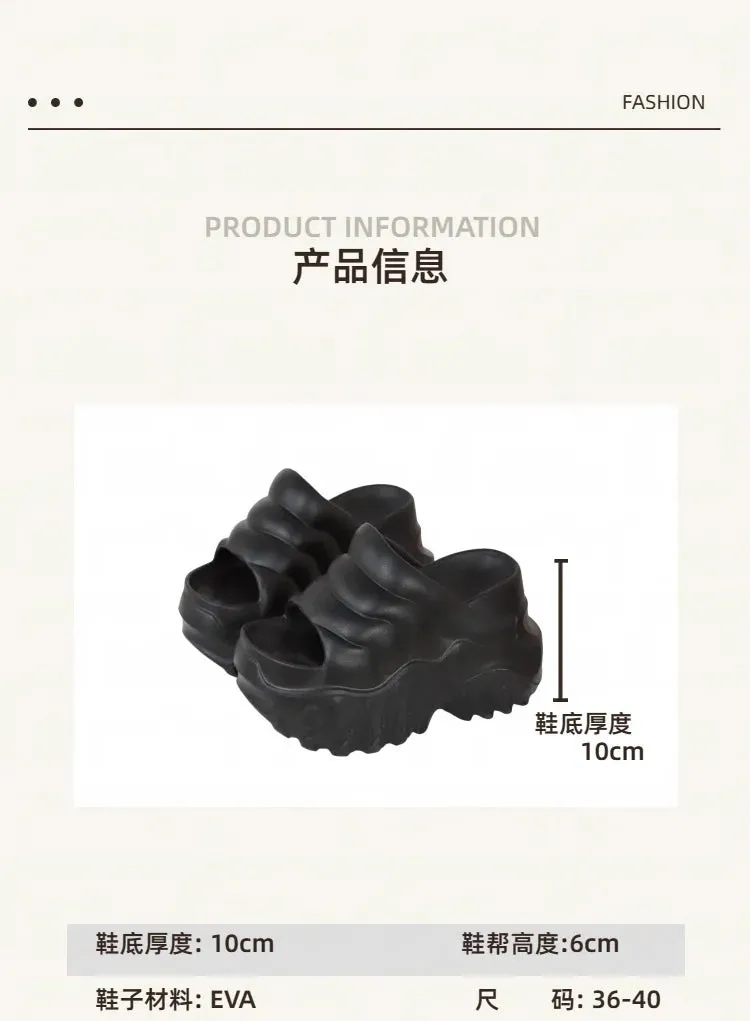Women 10cm Wedges Summer Breathable Casual Platform Slides