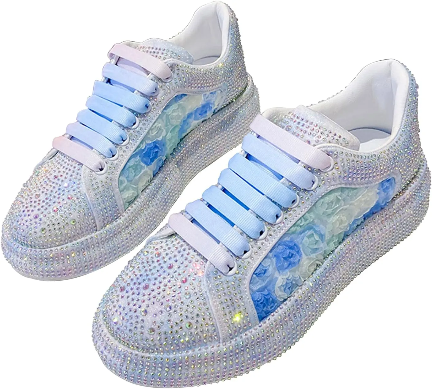 Women's Glitter Sneakers Sparkly Sequin Lace Up Tennis Shoes Ladies Bride Casual Comfortable Dressy Trendy Cute Fashion Sneakers Comfortable Bedazzled Low Top Sequin Sneakers