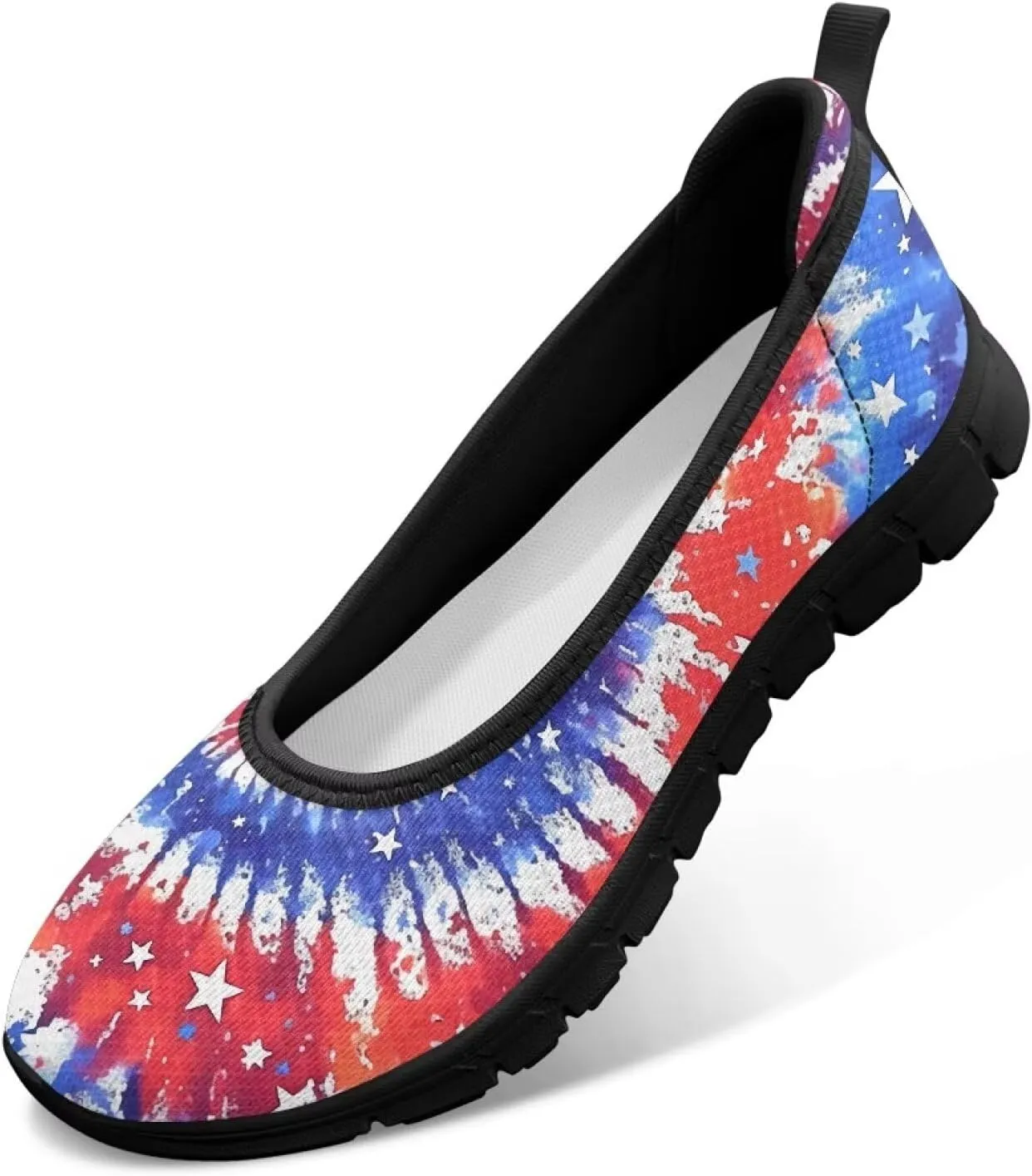 Women's Mesh Flats Shoes Breathable Slip on Shoes Casual Black and White Flats Comfortable Walking Shoes