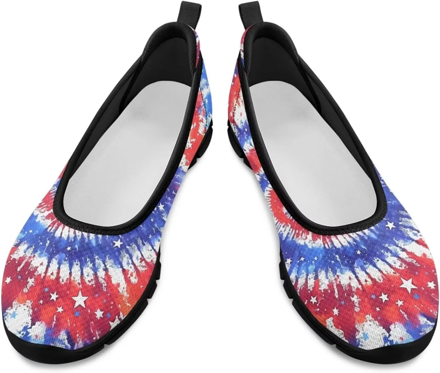 Women's Mesh Flats Shoes Breathable Slip on Shoes Casual Black and White Flats Comfortable Walking Shoes