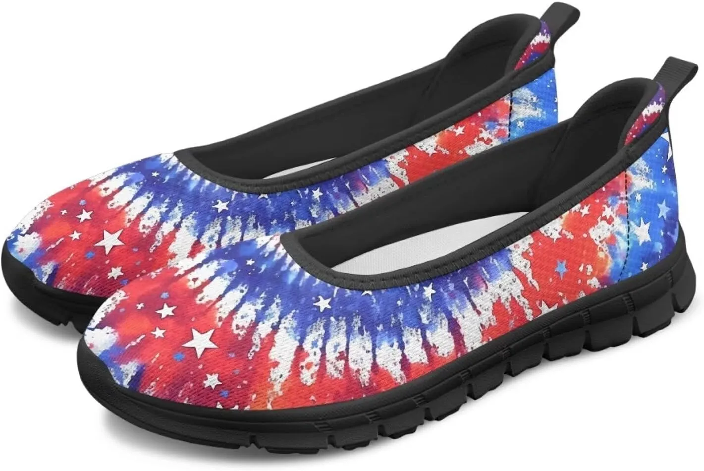 Women's Mesh Flats Shoes Breathable Slip on Shoes Casual Black and White Flats Comfortable Walking Shoes