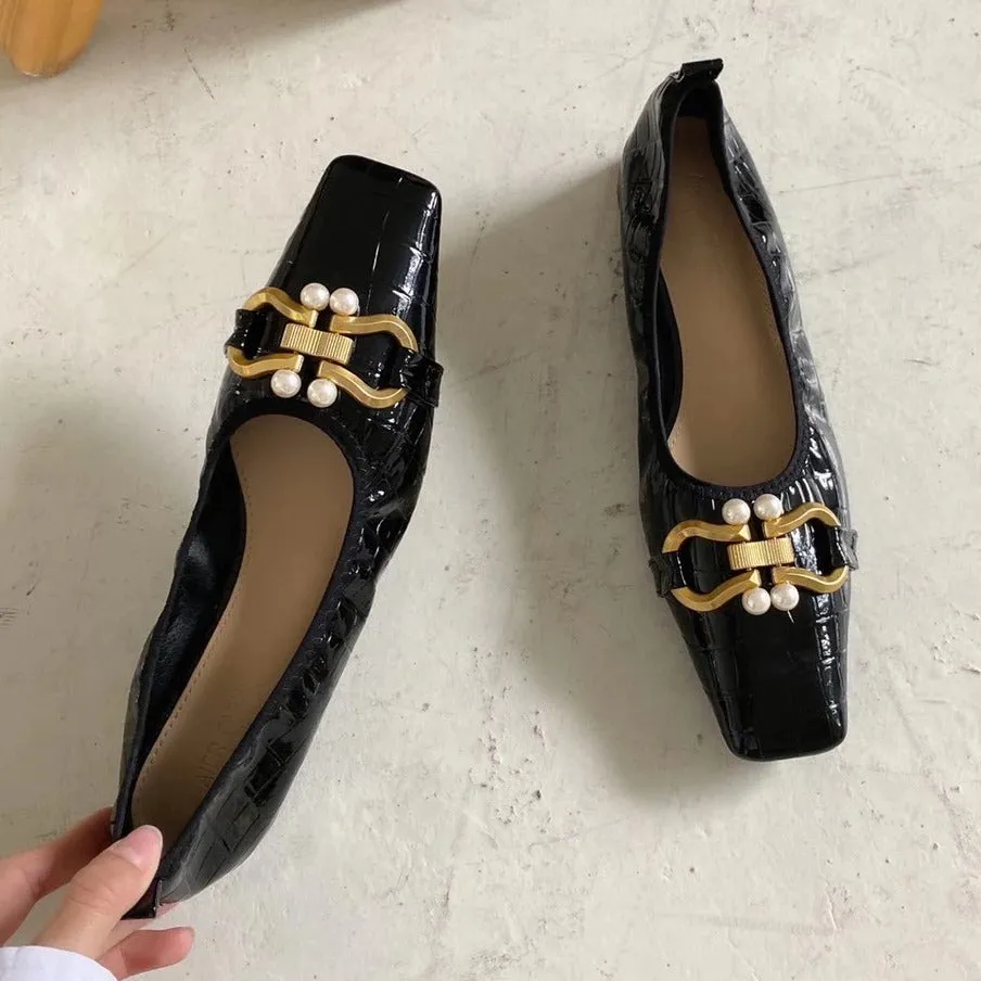 Women's Vintage Square Toe Flat Shoes