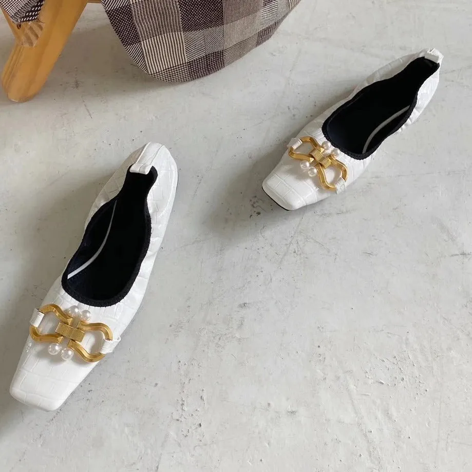 Women's Vintage Square Toe Flat Shoes
