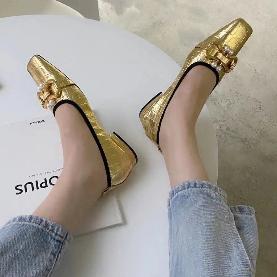 Women's Vintage Square Toe Flat Shoes