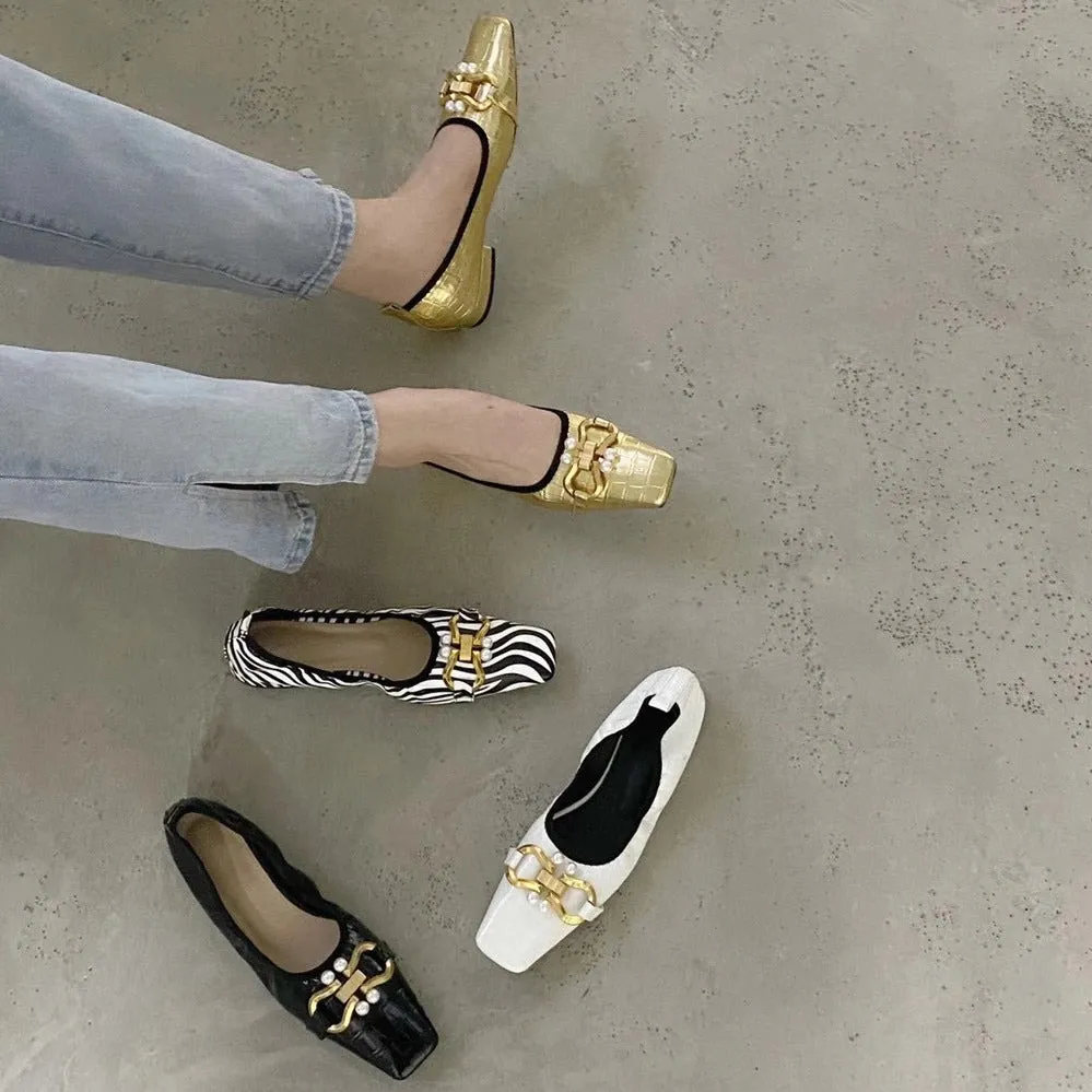 Women's Vintage Square Toe Flat Shoes