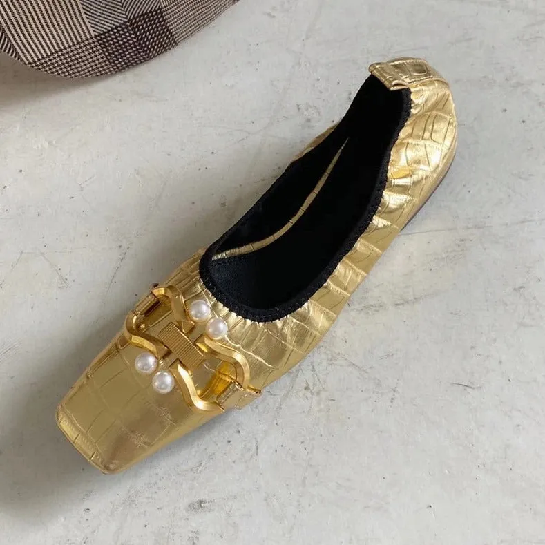 Women's Vintage Square Toe Flat Shoes