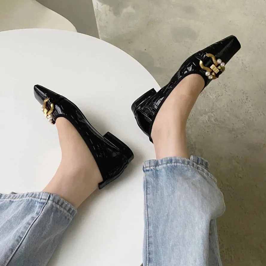 Women's Vintage Square Toe Flat Shoes
