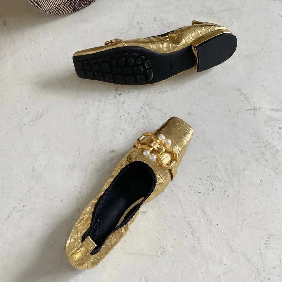 Women's Vintage Square Toe Flat Shoes