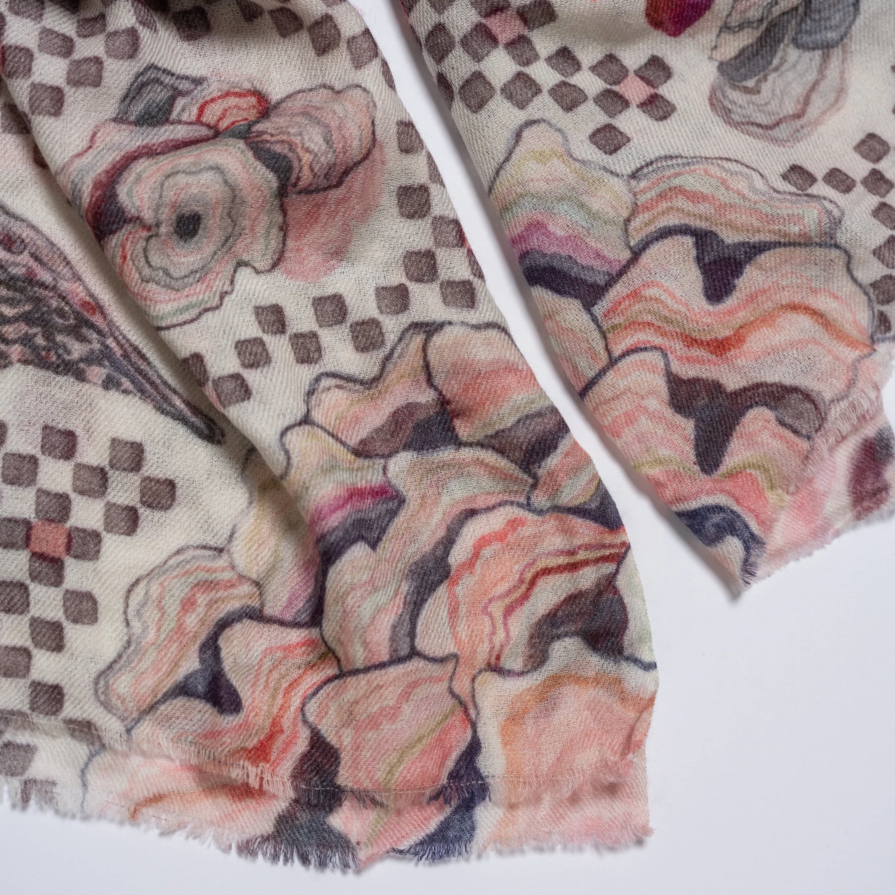 Wool Scarf- Checkered Quail