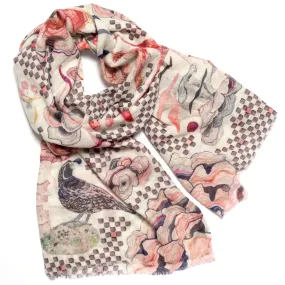 Wool Scarf- Checkered Quail